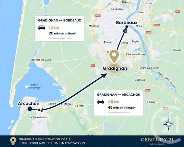 Appartement F2 à vendre - 2 pièces - 41.69 m2 - GRADIGNAN - 33 - AQUITAINE - Century 21 Les Graves