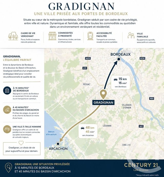 Appartement F5 à vendre - 5 pièces - 100.38 m2 - GRADIGNAN - 33 - AQUITAINE - Century 21 Les Graves